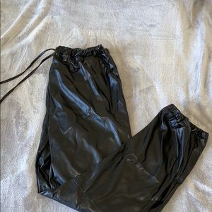 Faux leather joggers